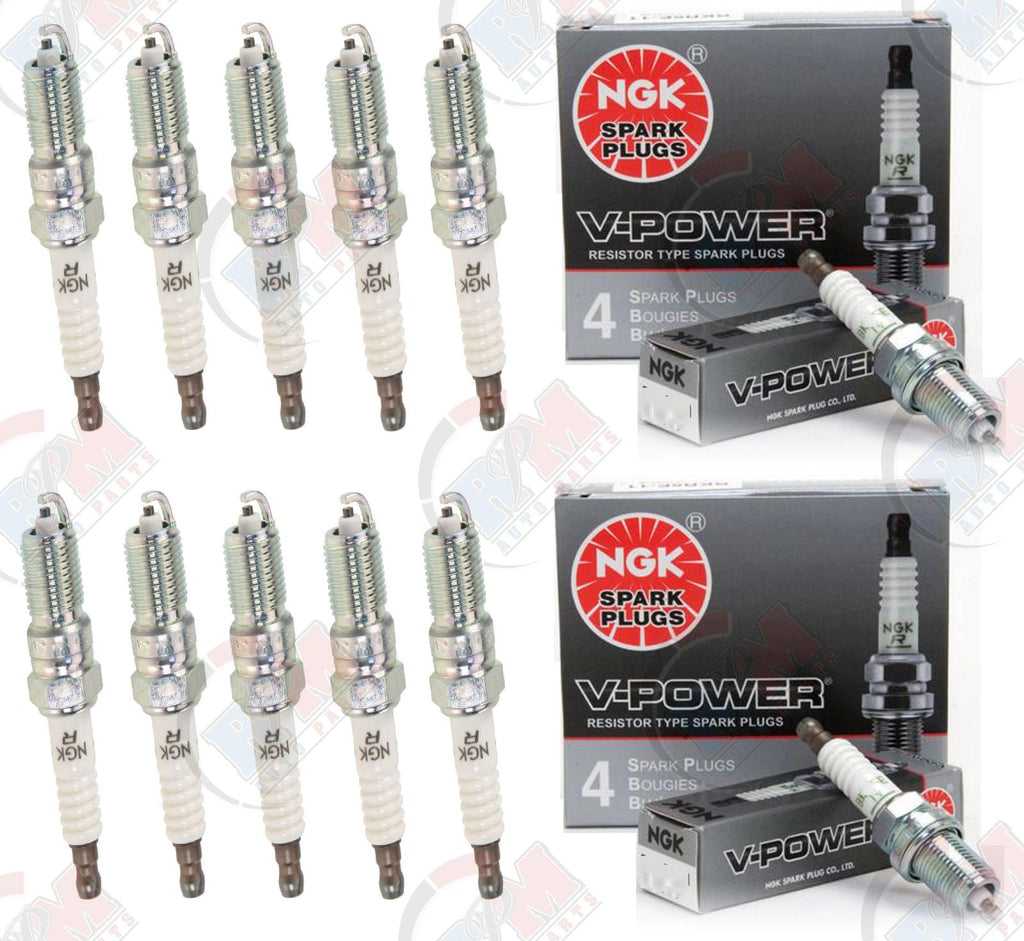 NGK "V-POWER" Spark Plugs (Set of 10) for 1999-2004 Ford F-450 Super Duty 6.8L