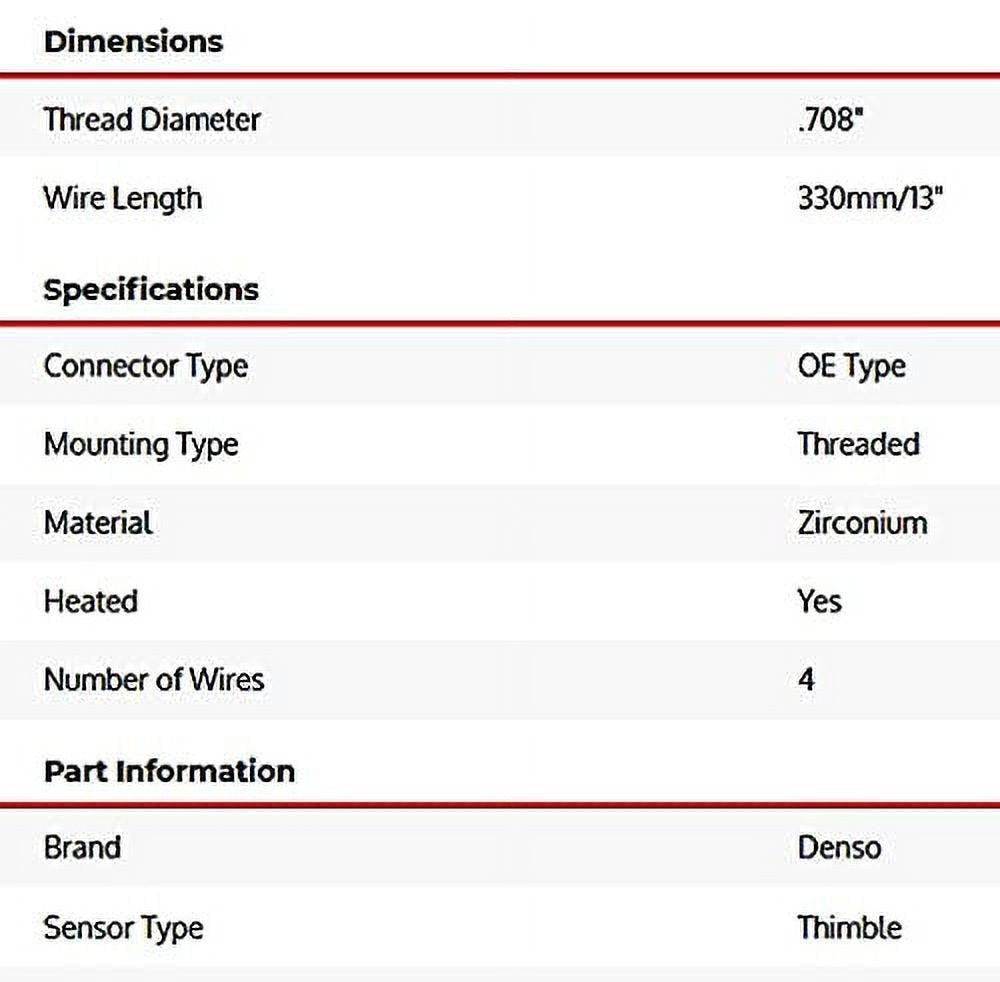 Oxygen Sensor 4 Wire, Direct Fit, Heated, Wire Length: 13.19
