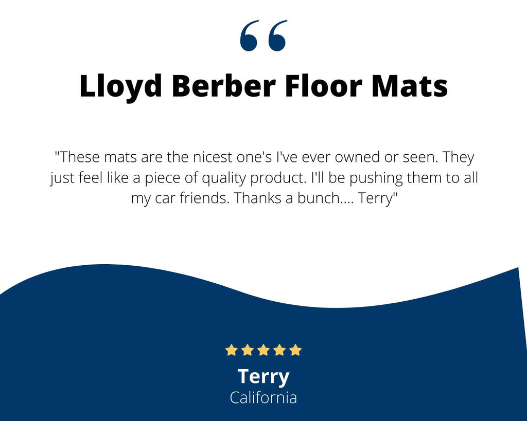 Lloyd Berber Front Carpet Mats for '73-77 Chevy Laguna W/Chevy Black on Silver
