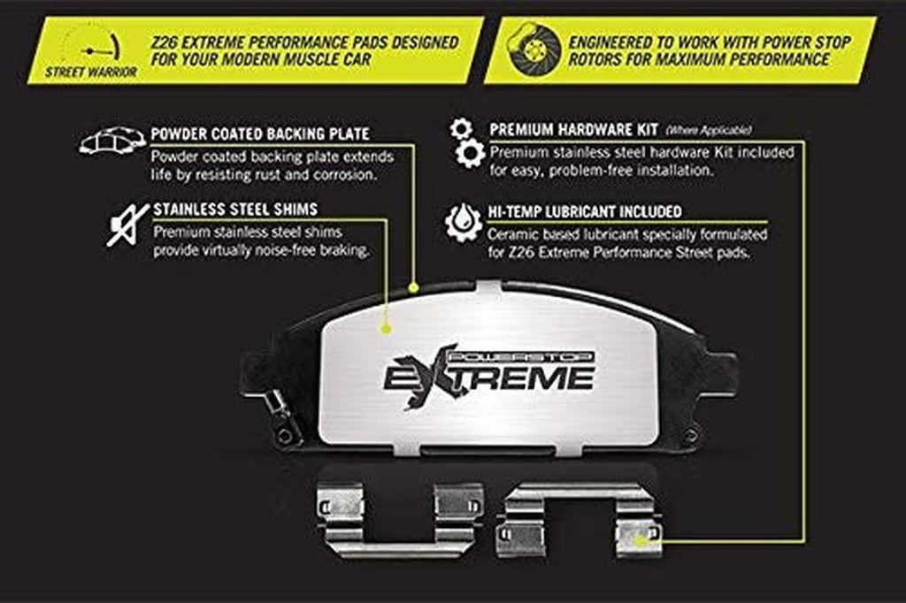 Power Stop Rear Z26-1053 Carbon-Fiber Ceramic Brake Pads Street Performance Z26
