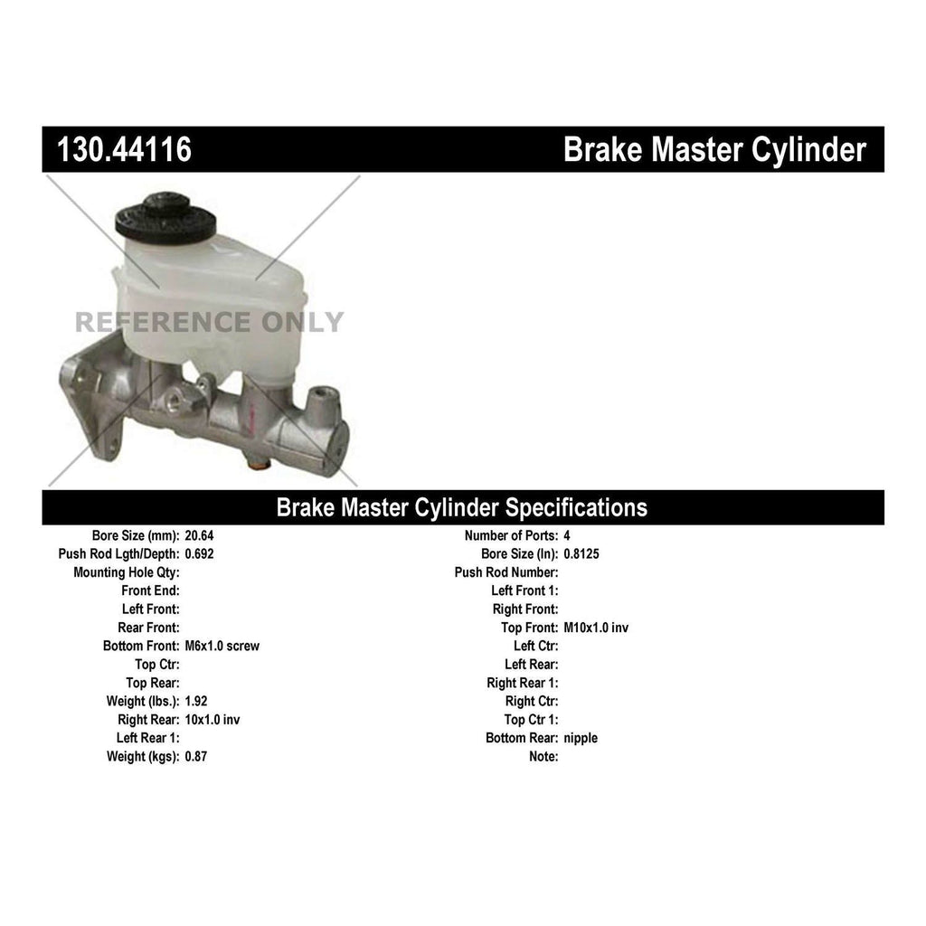 Centric Parts 130.44116 Premium Brake Master Cylinder for Toyota Corolla 1993–2002, Chevrolet Geo Prizm 1998–2002
