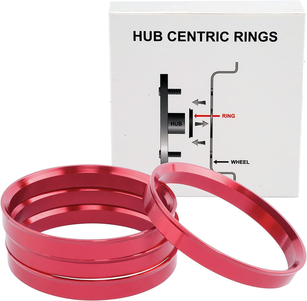 VLAOSCHI Red Alloy Aluminum Hub Centric Rings 106 to 110 - Performance Wheel Hubcentric Rings for 106mm Vehicle Hub with 110mm Center Bore Rims - Pack of 4