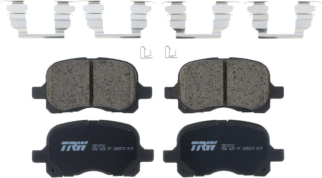 TRW Pro TRC0741 Disc Brake Pad Set For Toyota Corolla 1998-2002, Front, And Other Applications