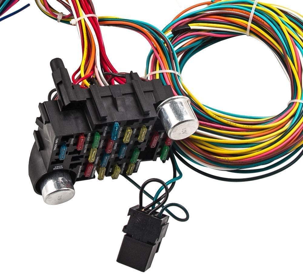 Auto Parts Prodigy Universal Wiring Harness Kit 21 Circuit Long Wires Standard Color Wiring Harness Kit for Chevy Mopar Hotrods Ratrods Ford Chrysler Universal Automotive Wiring