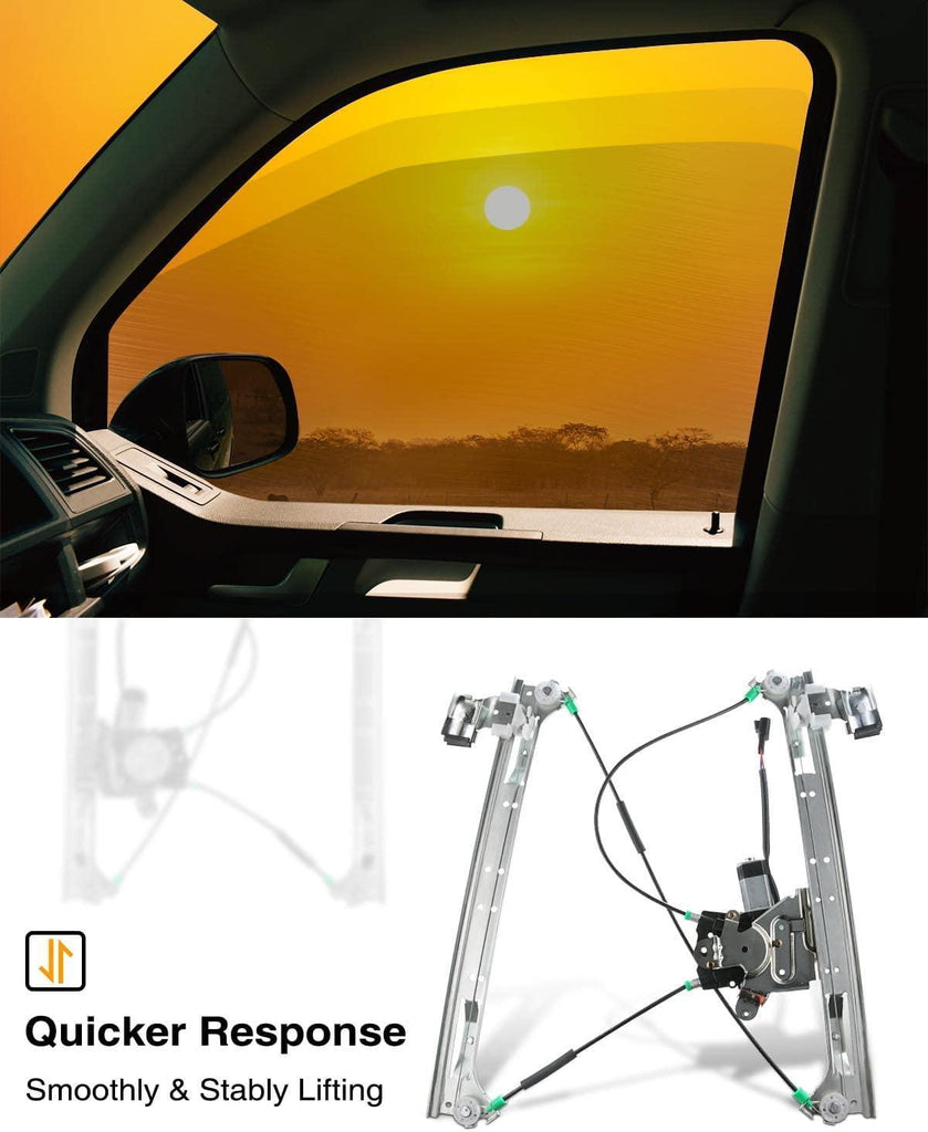 A-Premium Power Window Regulator with Motor Replacement for Buick Rainier 2004-2007 Chevrolet Trailblazer 2002-2009 GMC Envoy Jimmy Isuzu Saab Front Left