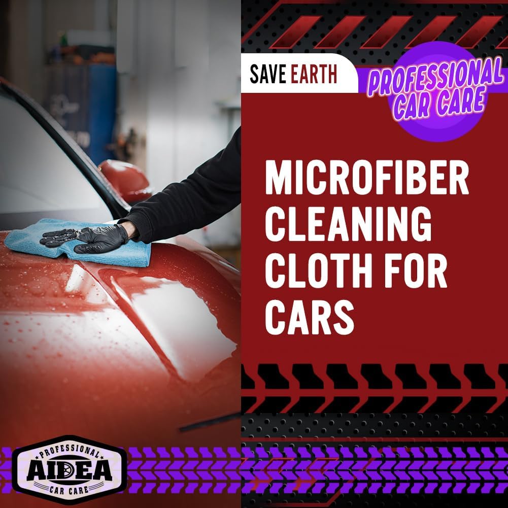AIDEA Microfiber Cleaning Cloth, 50PK, Microfiber Towels for Cars, Premium All Purpose Car Cloths, Dusting Cloth Cleaning Rags, Absorbent Towels for SUVs, House, Kitchen, Window, 12"×12"