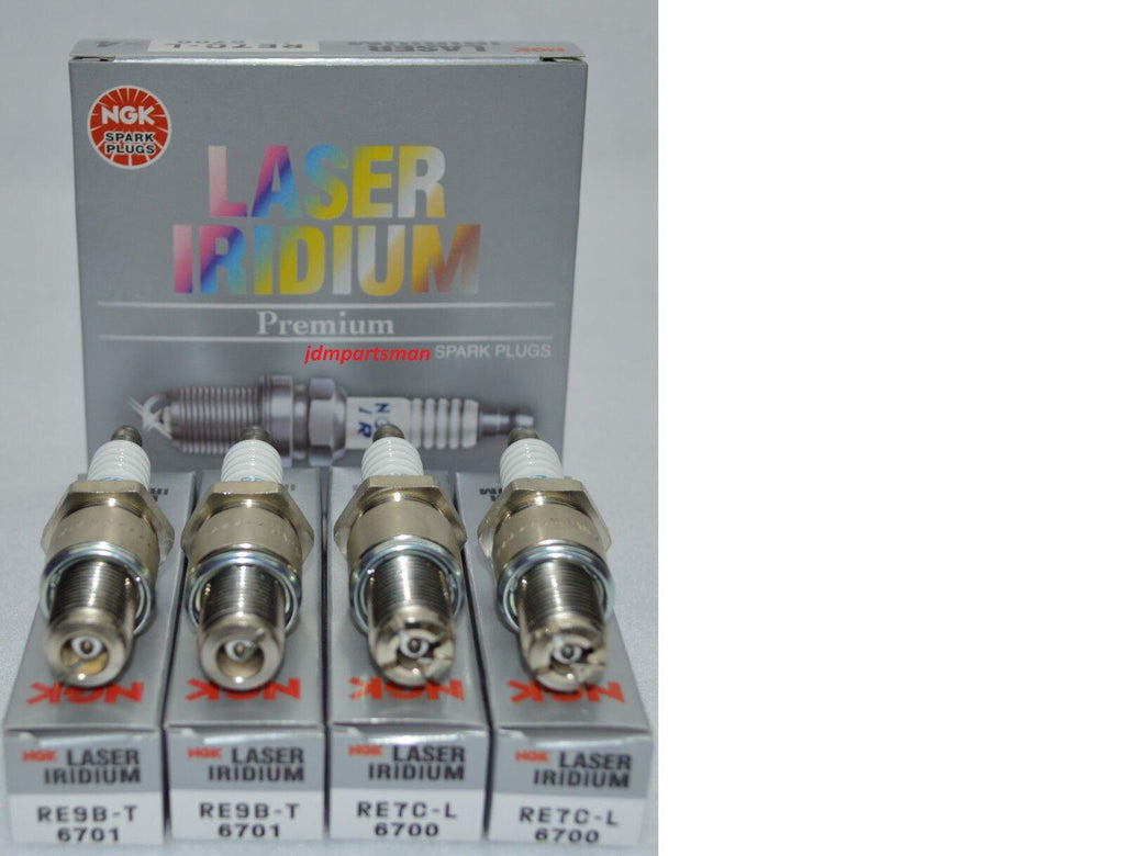 MAZDA RX8 NGK LASER IRIDIUM SPARK PLUGS (2) RE7CL Trailing (2) RE9BT Leading