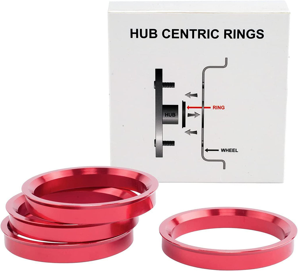 VLAOSCHI Red Alloy Aluminum Hub Centric Rings 63.4 to 73.1 - Performance Wheel Hubcentric Rings for 63.4mm Vehicle Hub with 73.1mm Center Bore Rims - Pack of 4