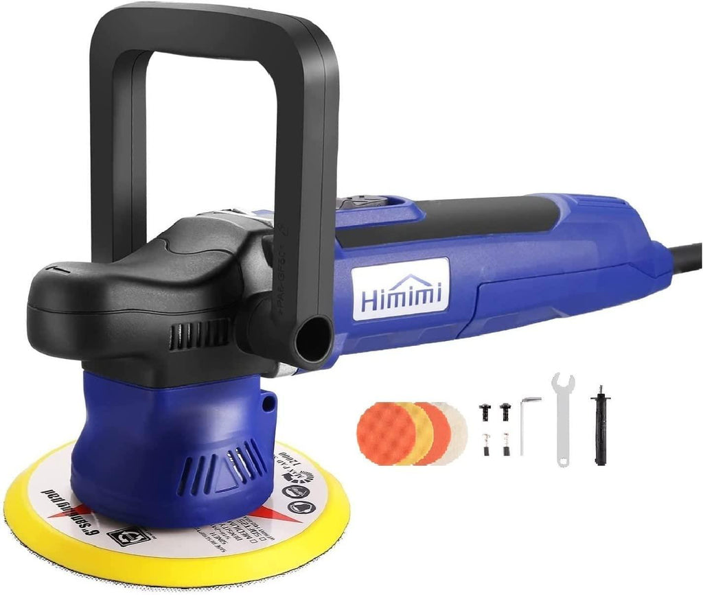Buffer Polisher, Himimi 6 Inch Dual Action Polisher, 6 Variable Speeds Car Buffer Polisher with Foam/Wool Pads, Detachable D & Side Handles DA Polisher, Waxer Polisher for Car Detailing