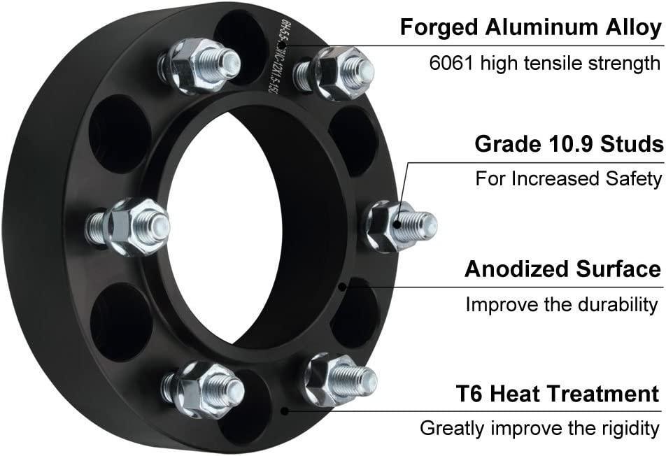 DCVAMOUS 4PC Black 5x5.5 Hubcentric Wheel Spacers 2 Inch with 9/16" Studs Compatible with Dodge 5 Lug 5x139.7 for 2002-2010 R-A-M 1500 | 2005-2011 Dakota | 2004-2009 Durango