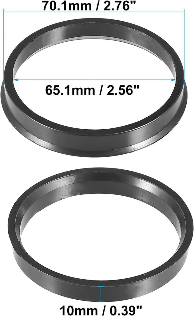 ACROPIX 70.1mm to 65.1mm Universal Car Hub Centric Rings Black - Pack of 4