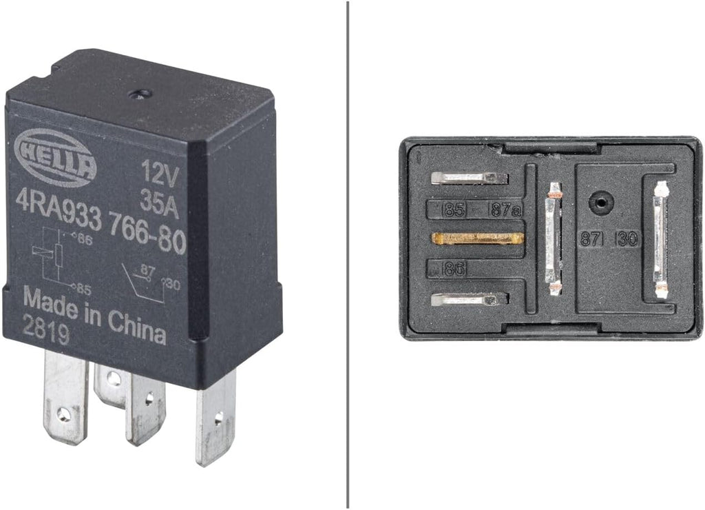 HELLA 933766801 Relay, Main Current - 12V - 4-pin Connector