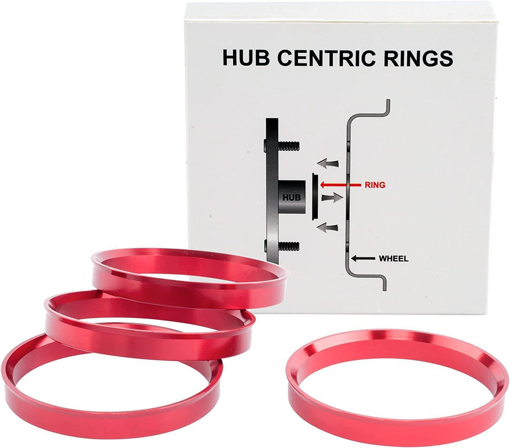 VLAOSCHI Red Alloy Aluminum Hub Centric Rings 106 to 110 - Performance Wheel Hubcentric Rings for 106mm Vehicle Hub with 110mm Center Bore Rims - Pack of 4