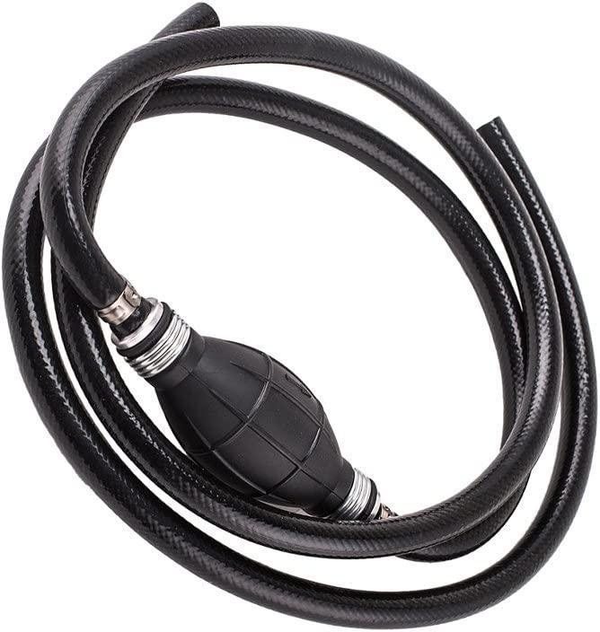 ZKer 6FT 1/4" (6mm) Nylon Braided Fuel Line with Primer Bulb Universal Marine Outboard Boat Fuel Hose Line Assembly Steel Hose Clamps Primer Bulb for Motor RVs