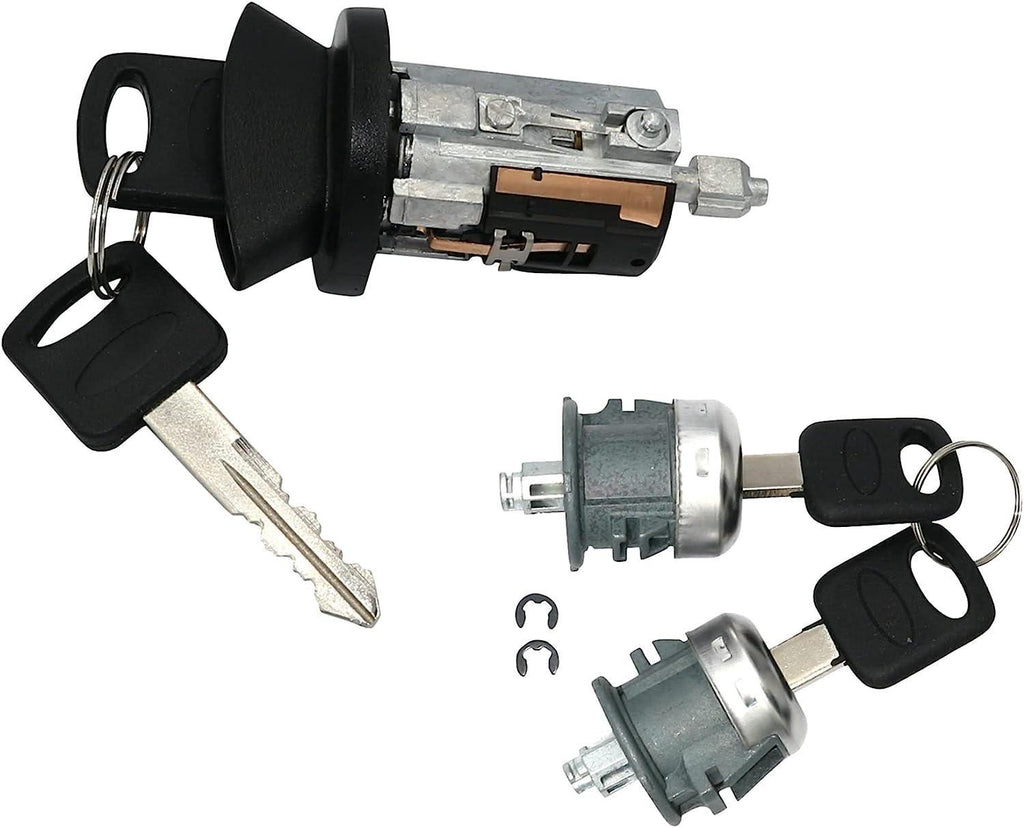 Ignition Switch Door Lock Cylinder Set Compatible with 1997-2007 Ford F150 F250 F350 F450 Super Duty Excursion Explorer Expedition Ranger Mountaineer Replaces LC6177, DL5885, 707624, 703362(No chip)