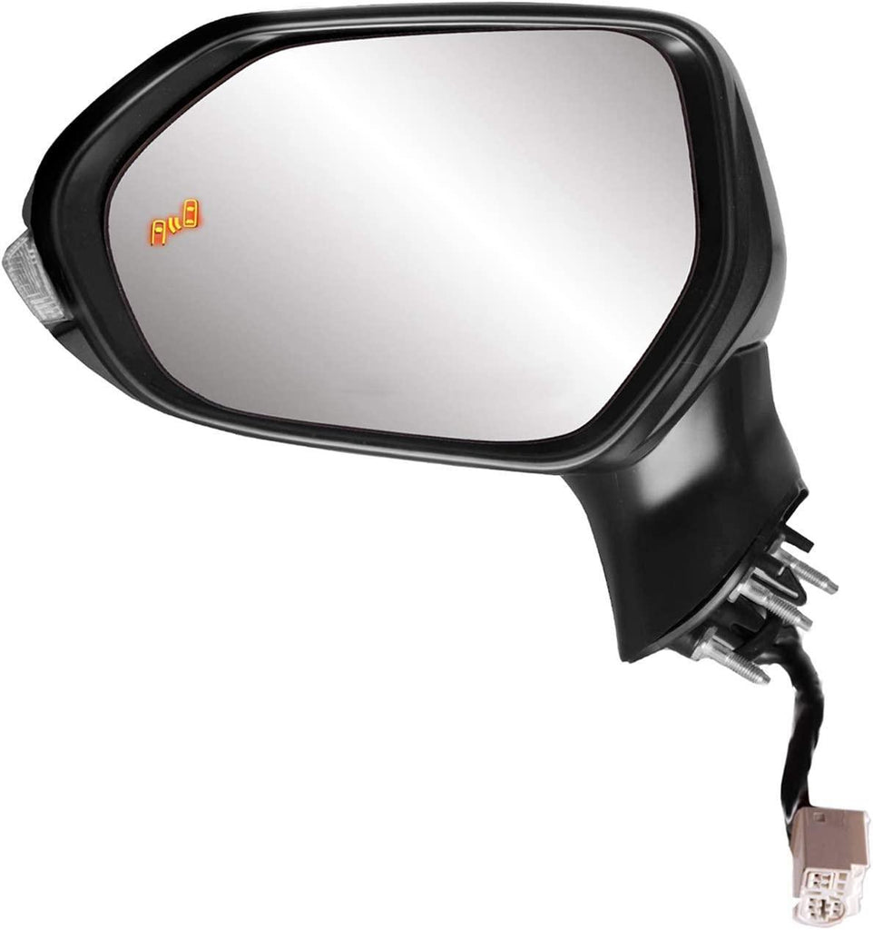 K Source Driver Side Mirror for Toyota Corolla, textured black w/PTM cover, foldaway, Heated Power with Turn Signal, BSDS (70748T)