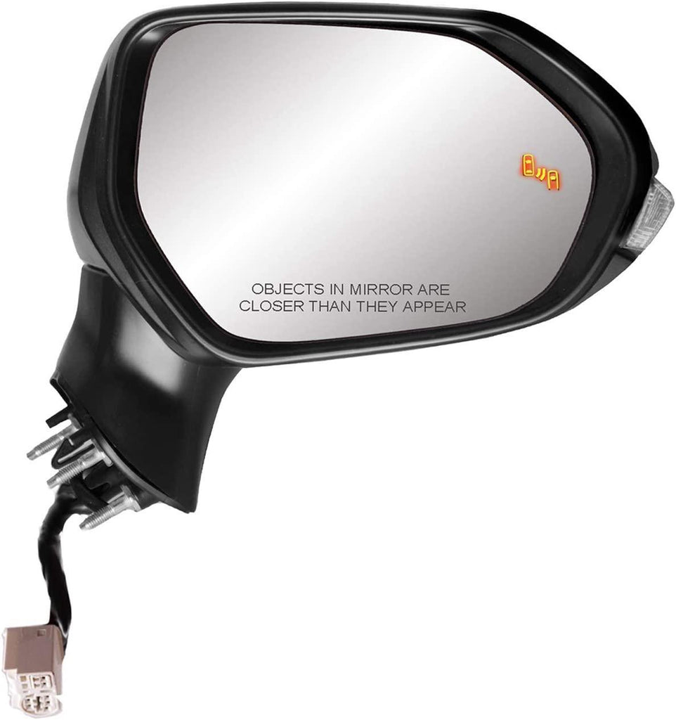 K Source Passenger Side Mirror for Toyota Corolla, textured black w/PTM cover, foldaway, Heated Power with Turn Signal, BSDS (70747T)