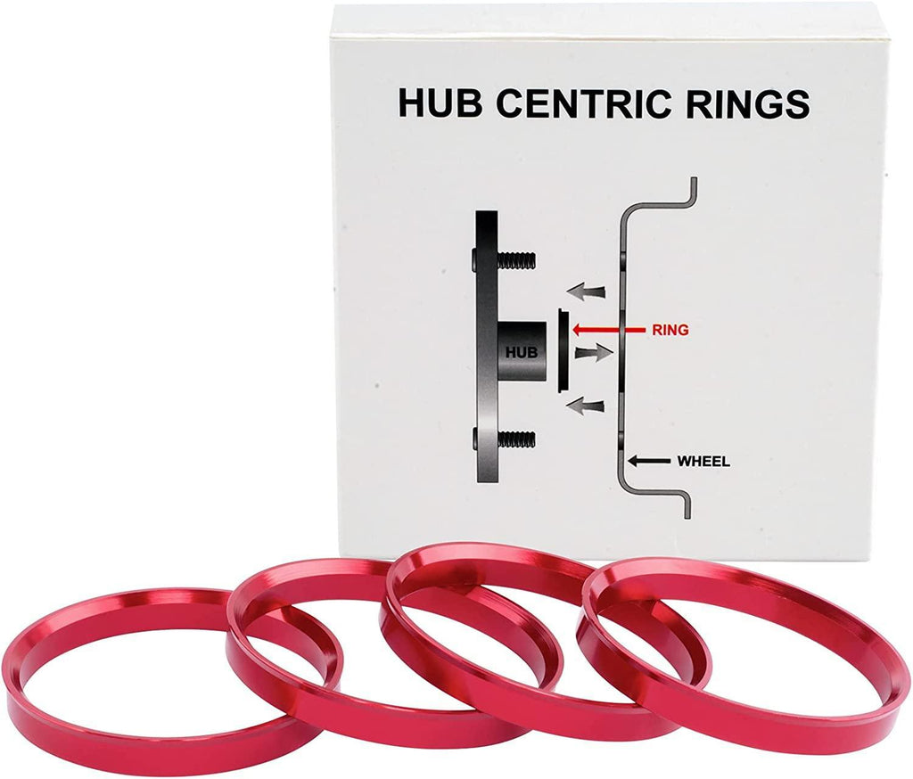 VLAOSCHI Red Alloy Aluminum Hub Centric Rings 63.4 to 73.1 - Performance Wheel Hubcentric Rings for 63.4mm Vehicle Hub with 73.1mm Center Bore Rims - Pack of 4