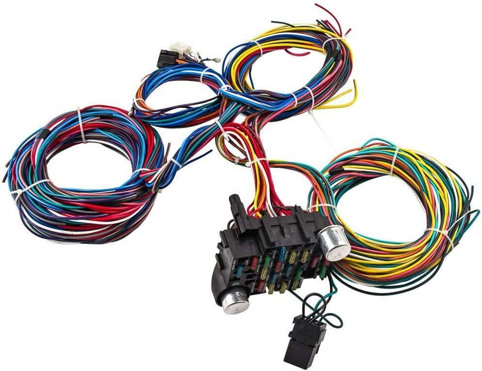 Auto Parts Prodigy Universal Wiring Harness Kit 21 Circuit Long Wires Standard Color Wiring Harness Kit for Chevy Mopar Hotrods Ratrods Ford Chrysler Universal Automotive Wiring