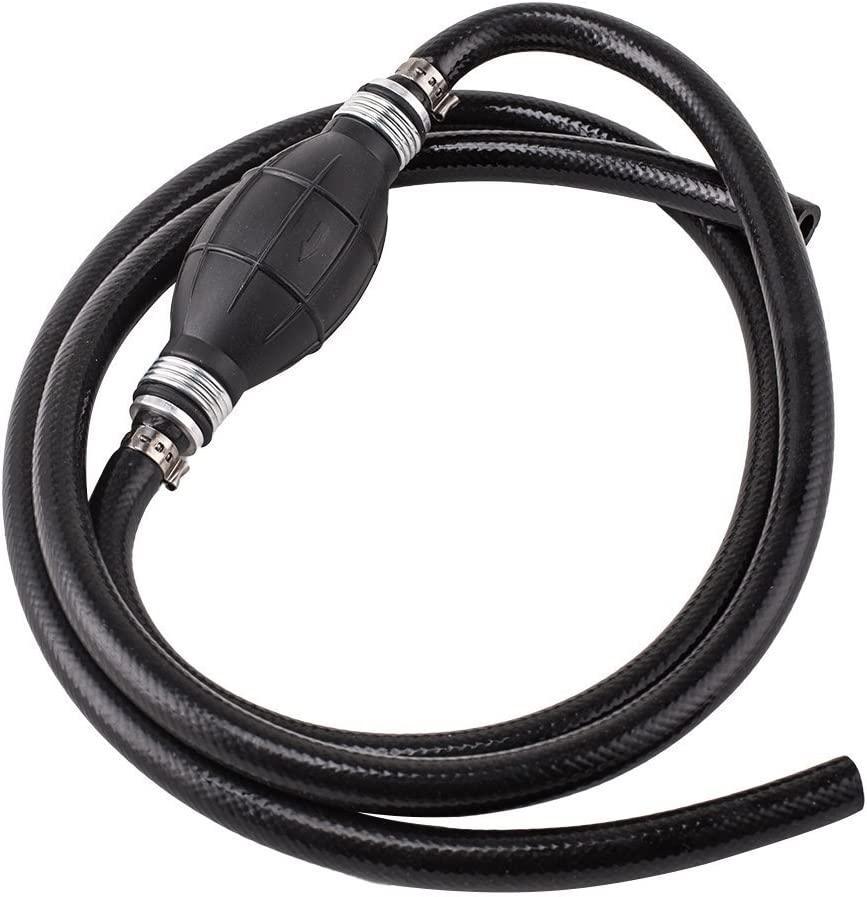 ZKer 6FT 1/4" (6mm) Nylon Braided Fuel Line with Primer Bulb Universal Marine Outboard Boat Fuel Hose Line Assembly Steel Hose Clamps Primer Bulb for Motor RVs