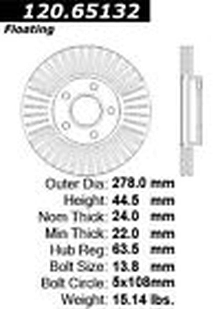 Centric Front Disc Brake Rotor for 10-13 Ford Transit Connect (121.65132)