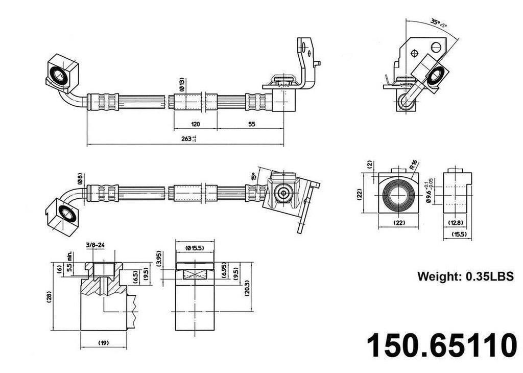 Brake Hydraulic Hose for Ranger, B4000, Explorer Sport Trac+More 150.65110