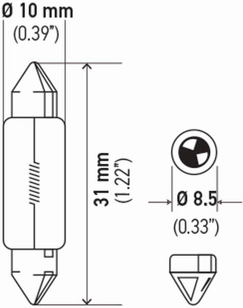 Hella DE3175SB Bulb 3175 12V 10W Sv8.5-8 T3.25 10X31 Sb