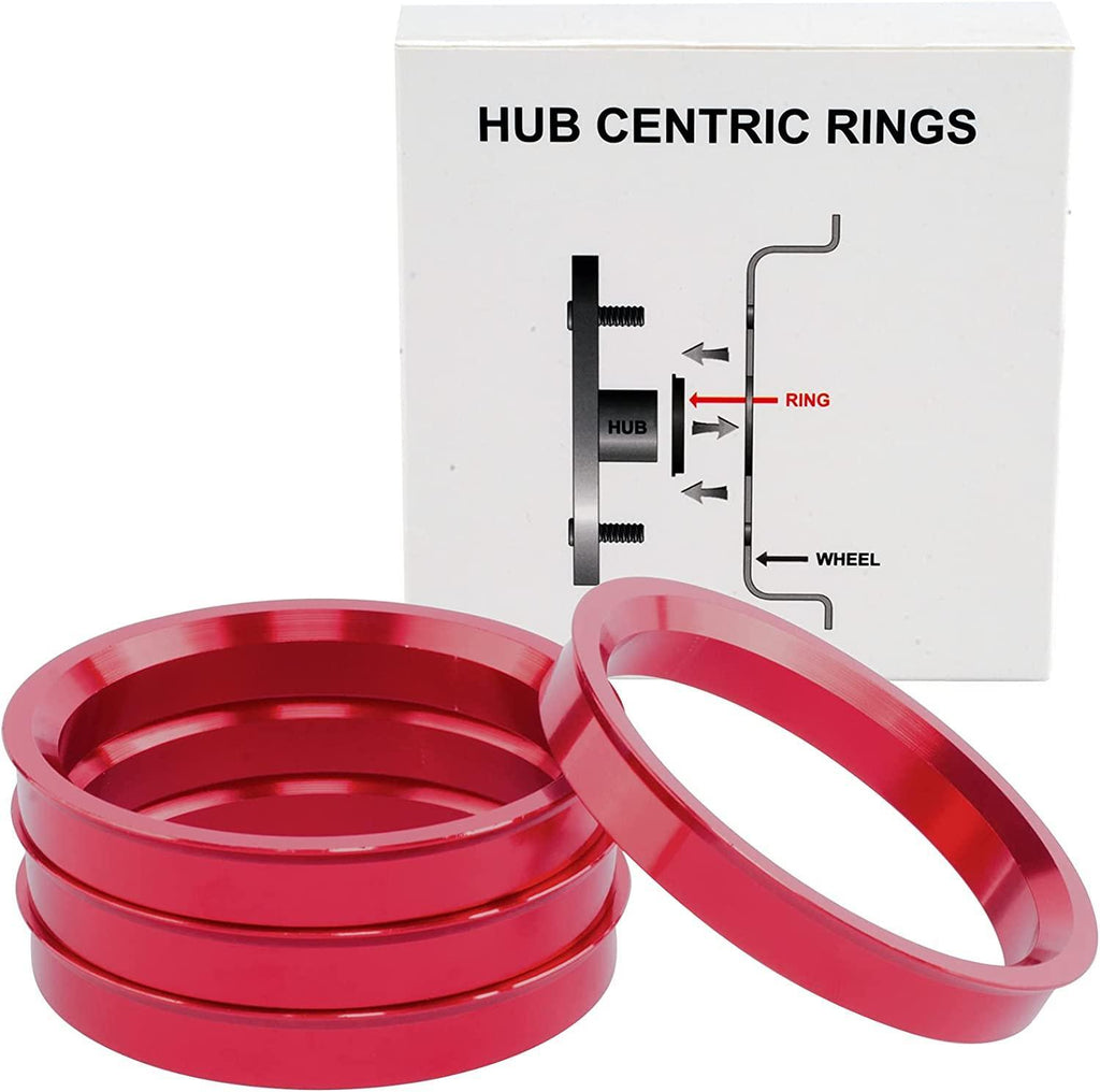 VLAOSCHI Red Alloy Aluminum Hub Centric Rings 63.4 to 73.1 - Performance Wheel Hubcentric Rings for 63.4mm Vehicle Hub with 73.1mm Center Bore Rims - Pack of 4