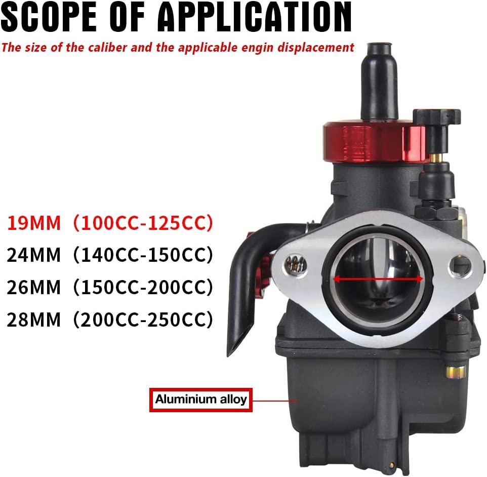 NIBBI Carburetor PE19mm,fit 100cc—125cc Motorcycle Engine with Carb Jets for YAMAHA KAWASAKI SUZUKI Apollo Dirt Bike Mini Bike SSR TTR KYMCO SYM TAOTAO CG125/CG150