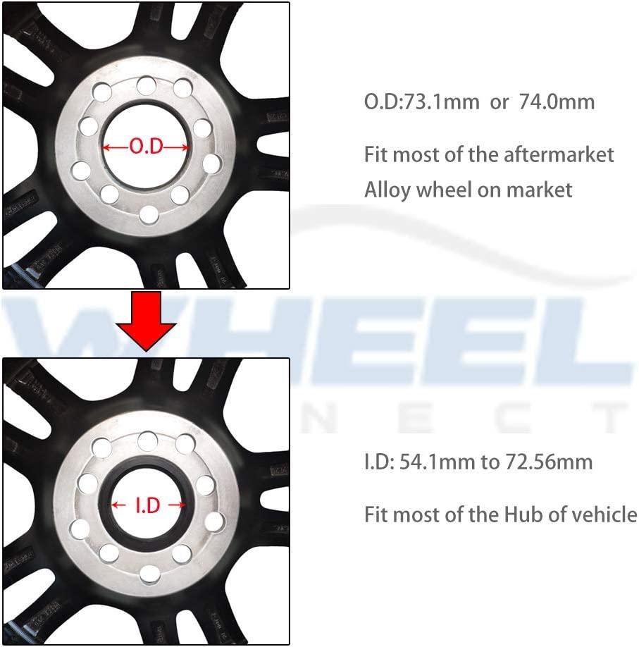 WHEEL CONNECT Hub Centric Rings, 73.1 to 70.5, Set of 4, ABS Plastic Hubrings, O.D:73.1-I.D:70.5mm. P