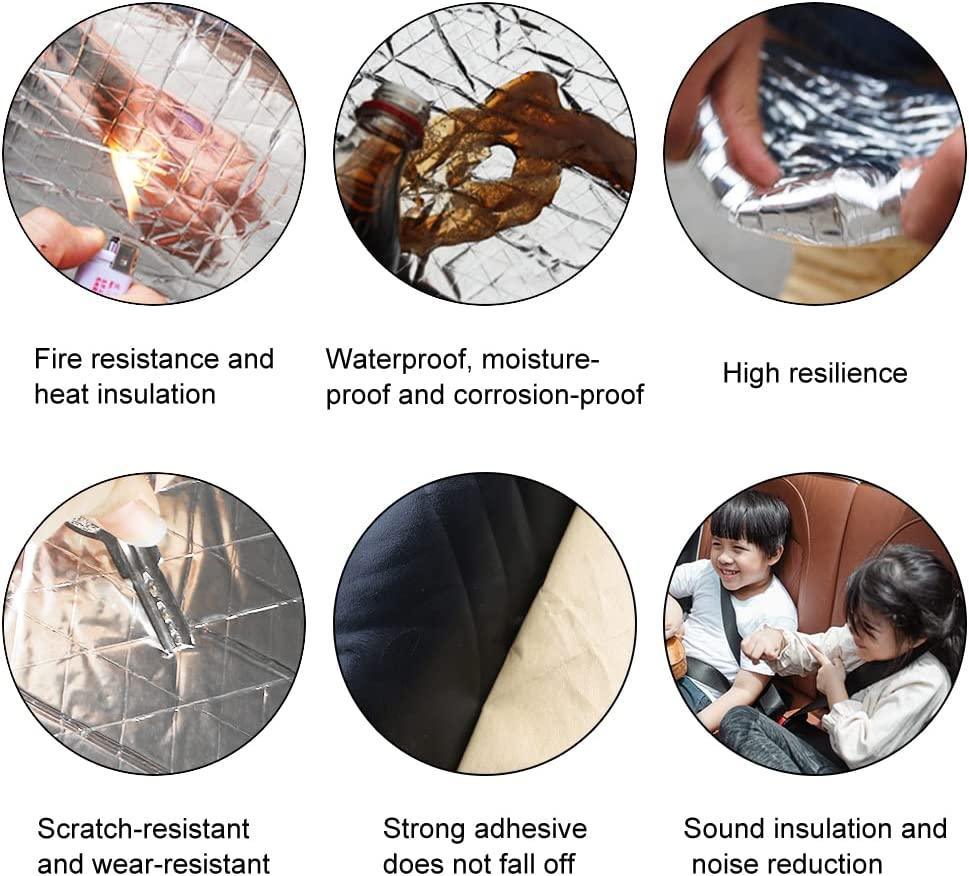 GOSCHE 197mil 36 sqft Sound Deadening Mat, 5mm Sound Deadening Heat Shield Insulation Mat with Self-Adhesive PE Foam Dampening Material for Car Hood Trim Roof Door 9.8″x 15.7″(34-Piece)