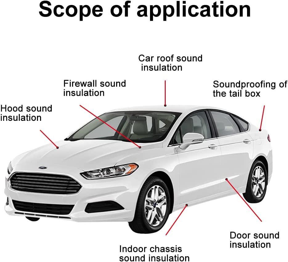 GOSCHE 197mil 36 sqft Sound Deadening Mat, 5mm Sound Deadening Heat Shield Insulation Mat with Self-Adhesive PE Foam Dampening Material for Car Hood Trim Roof Door 9.8″x 15.7″(34-Piece)