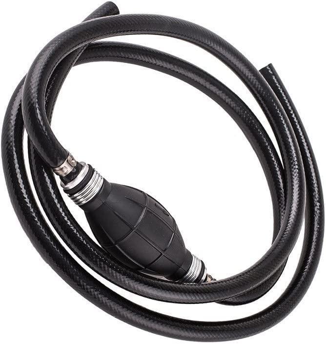 ZKer 6FT 1/4" (6mm) Nylon Braided Fuel Line with Primer Bulb Universal Marine Outboard Boat Fuel Hose Line Assembly Steel Hose Clamps Primer Bulb for Motor RVs