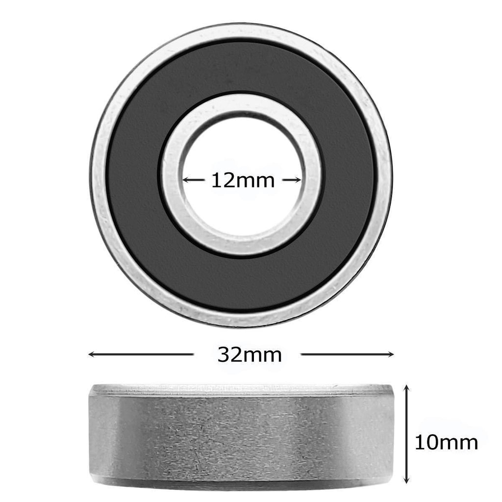 Donepart 6201RS Bearings 12mm ID 32mm OD 10mm Width C3 High Speed Ball Bearings 6201-2RS for Electric Motor, Bike, Wheels, Pump (10 Pack)