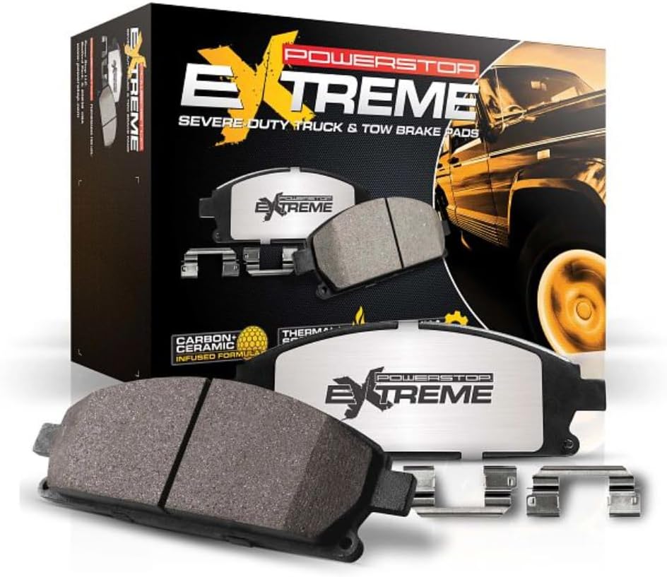 Power Stop 17-1589 Front Z17 Ceramic Brake Pads with Hardware For Chrysler Pacifica Town & Country Voyager Dodge Grand Caravan Journey Jeep Wrangler Gladiator VW Routan [Vehicle Specific -Check Model]
