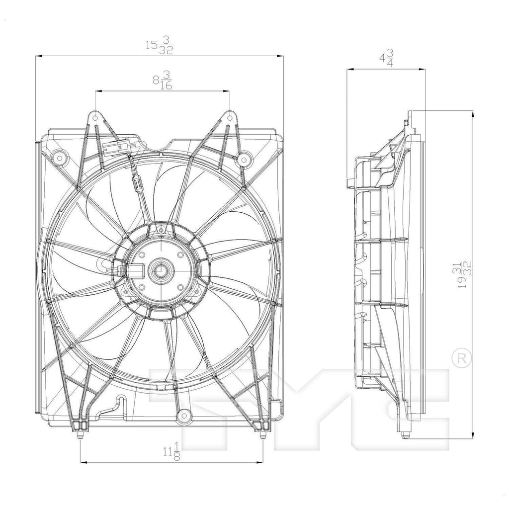TYC Engine Cooling Fan Assembly for 11-17 Honda Odyssey 601360