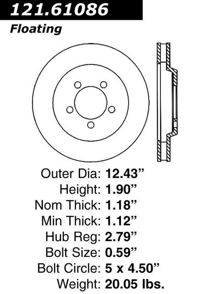 Centric Front Disc Brake Rotor for 05-14 Ford Mustang (121.61086)
