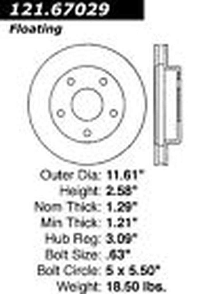 Centric Front Disc Brake Rotor for Ram 1500, Voyager (121.67029)