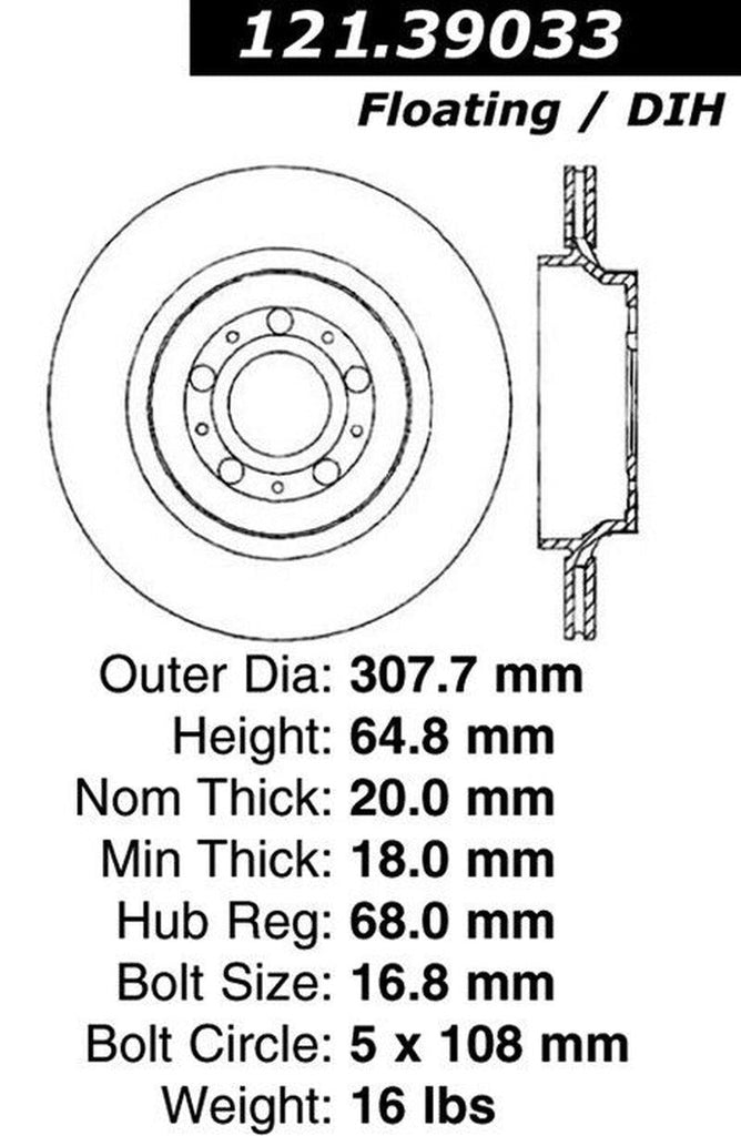 Centric Rear Disc Brake Rotor for 03-14 Volvo XC90 (121.39033)