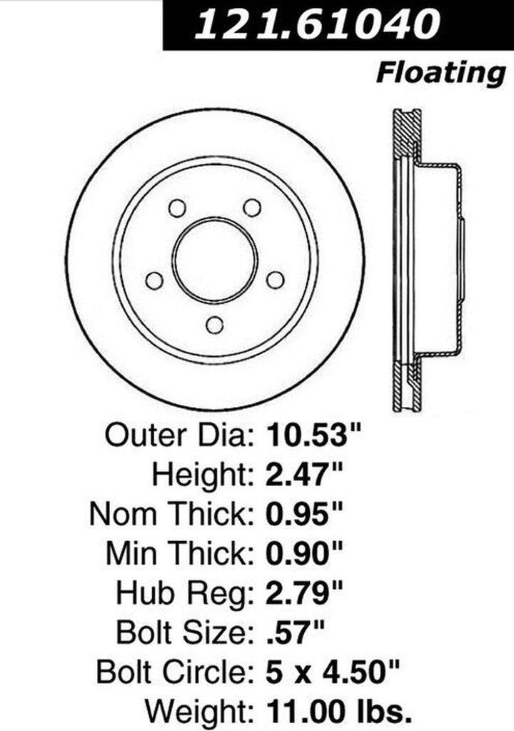 Centric Rear Disc Brake Rotor for 1991-1992 Lincoln Mark VII (121.61040)