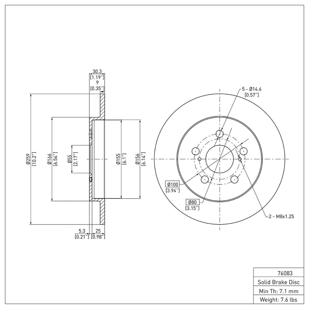 Rear Disc Brake Rotor for Prius, Prius Prime, Corolla+More (604-76083)