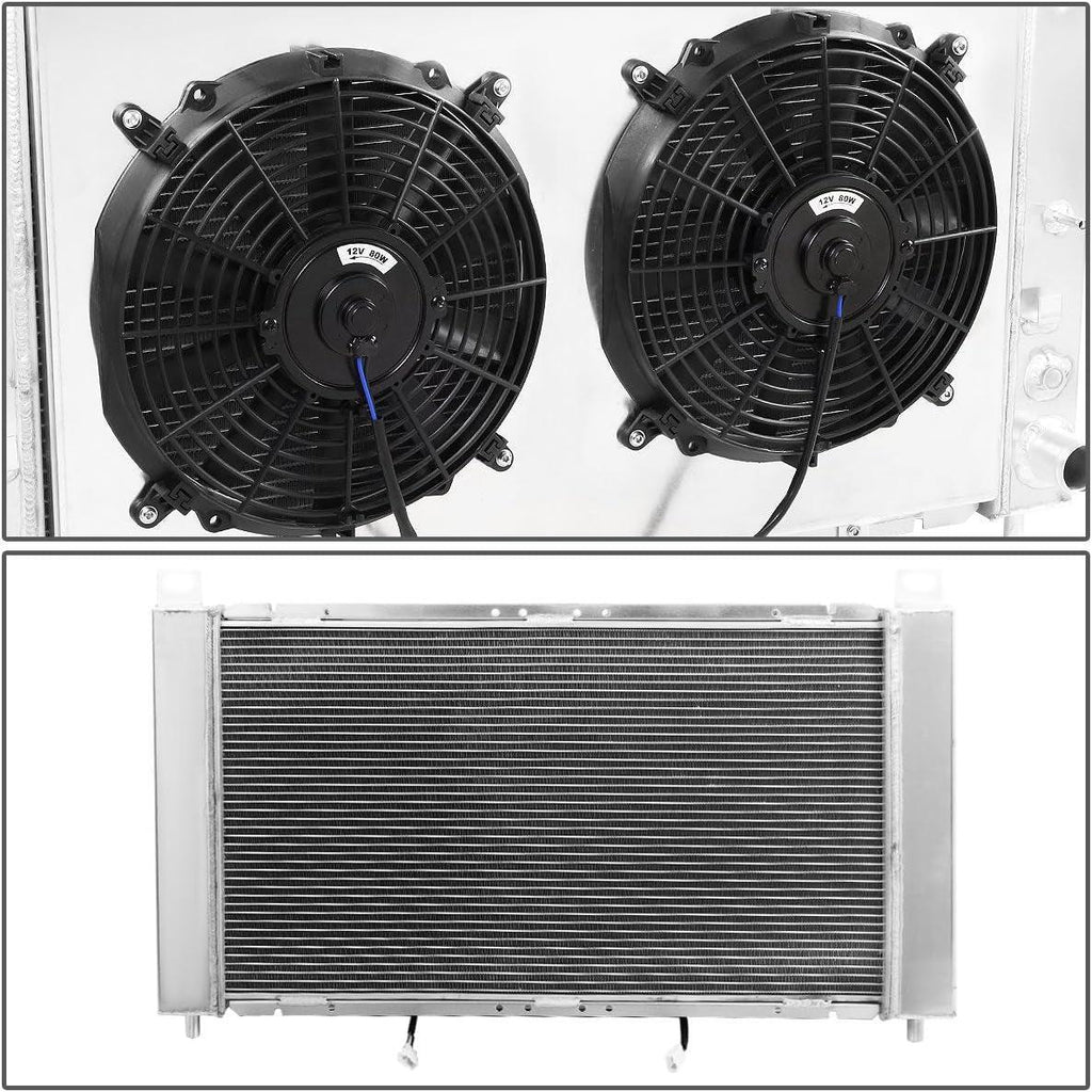 RA+FS-SILVERADO99-2 3-Row Full Aluminum Radiator with Fan Shroud Compatible with 00-07 Yukon / 99-06 Sierra 1500/02-05 Escalade at 4.8L/ 5.3L V8