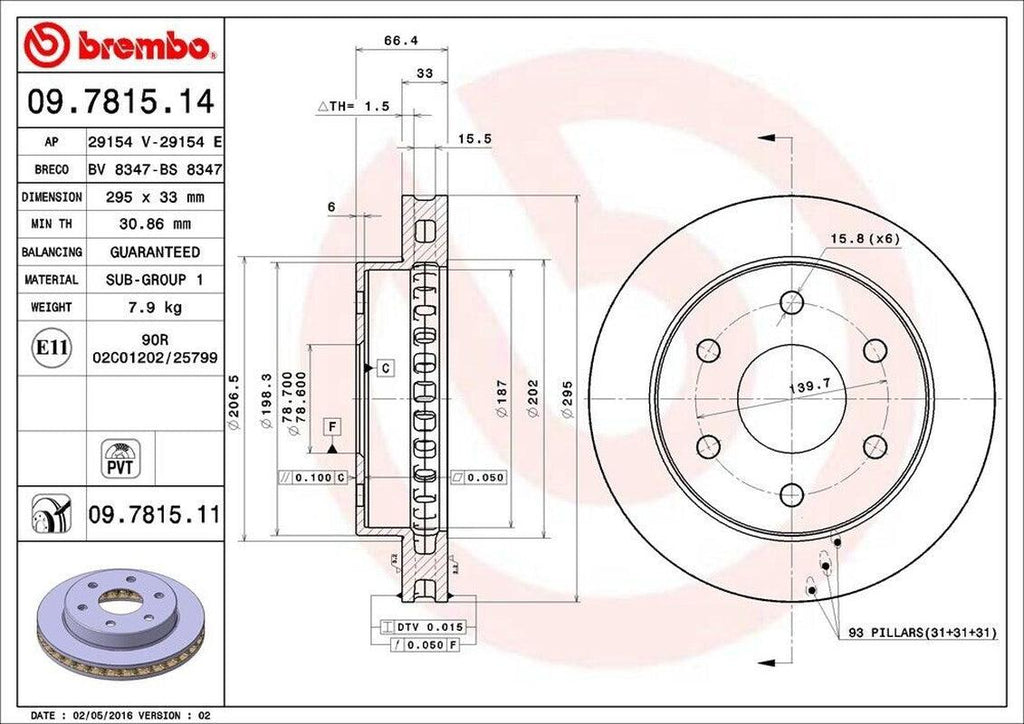 Front Disc Brake Rotor for Escalade, Tahoe, Yukon, K1500+More (09.7815.11)