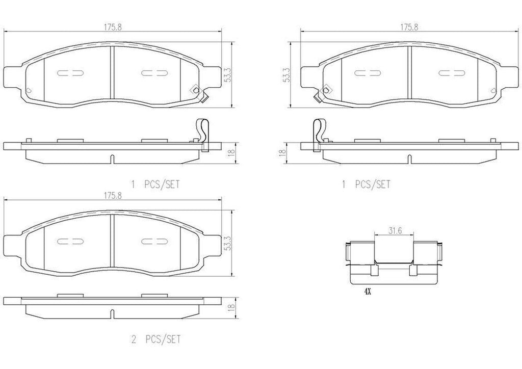 Front Disc Brake Pad Set for Titan, QX56, Armada, Pathfinder Armada (P58001N)