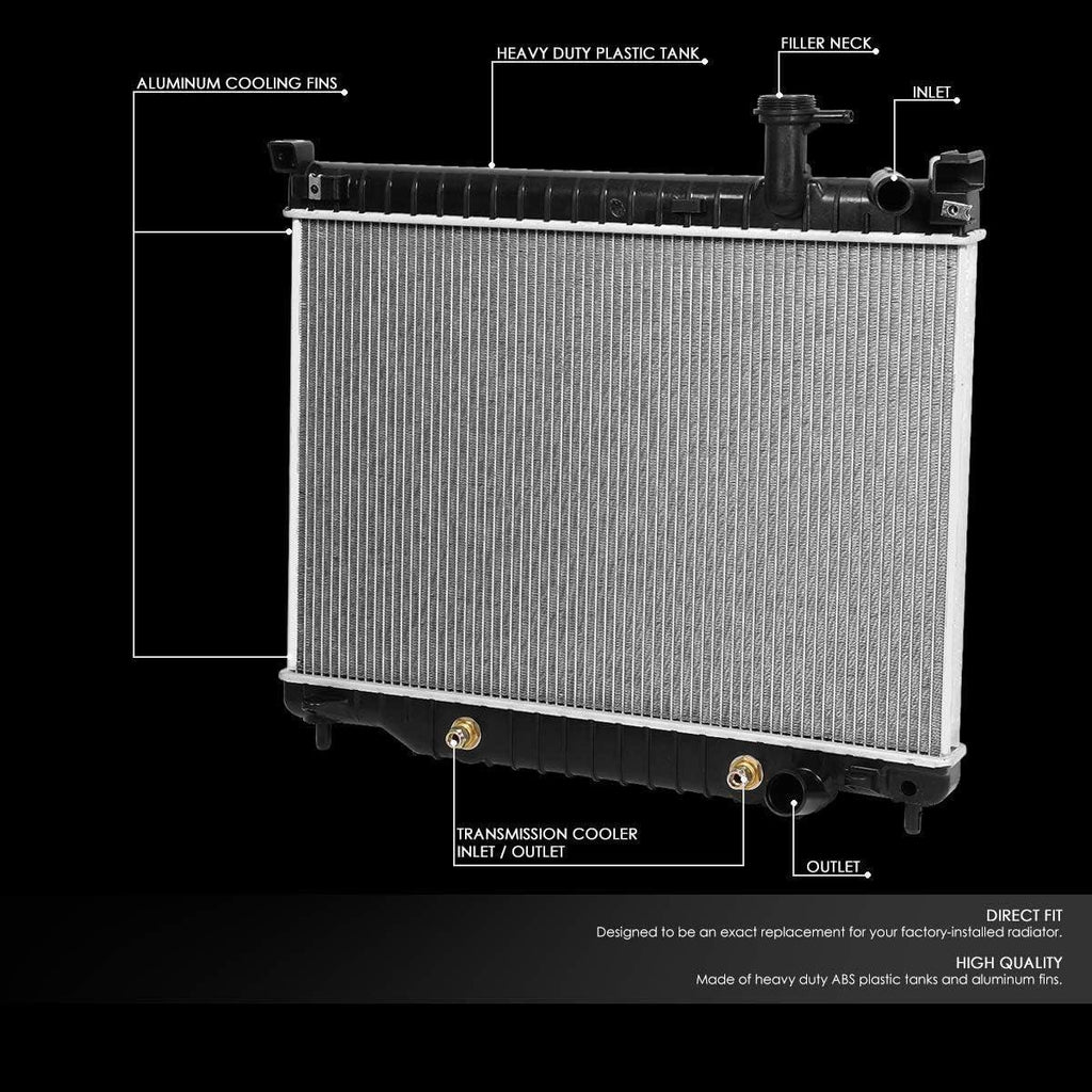 DNA Motoring  Factory Style Aluminum Radiator Compatible with 03-09 Trailblazer/Envoy 5.3L V8 AT,26-7/8" W X 18" H X 1" D,1-5/16"Inlet / 1-9/16" Outlet