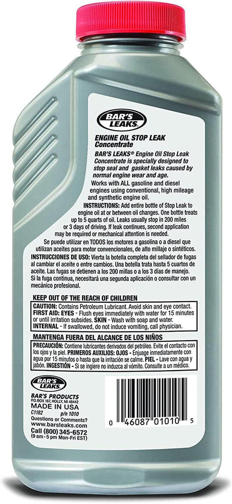 Bar'S Leaks 1010 Engine Oil Stop Leak Concentrate, 11 Oz, 1 Pack, Grey