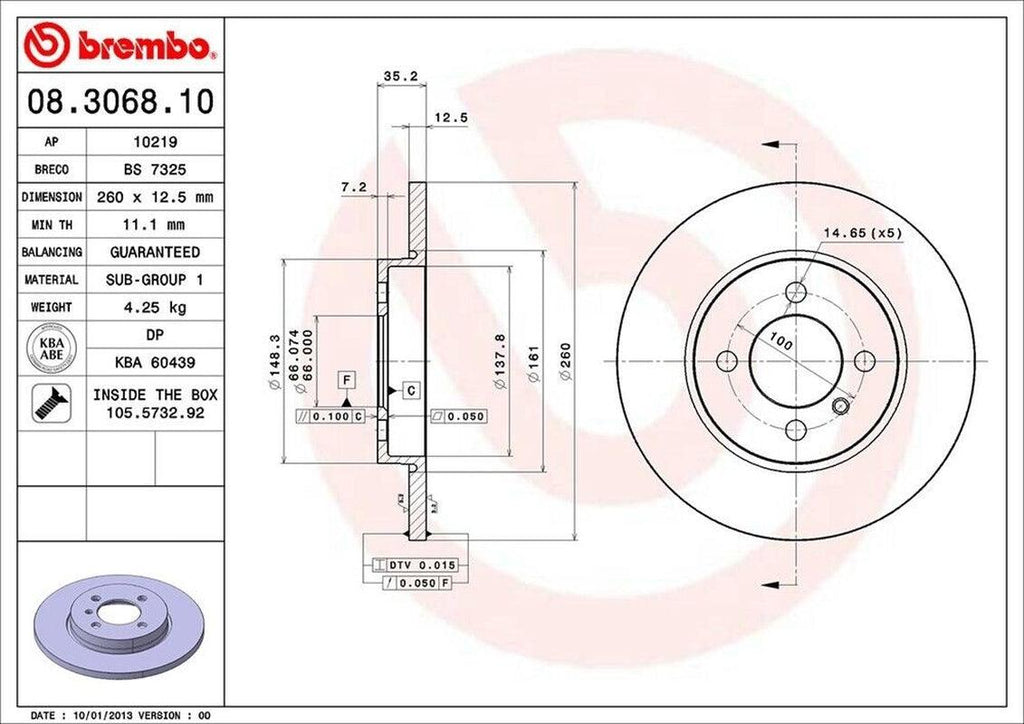 Brembo Front Disc Brake Rotor for 1984-1985 318I (08.3068.10)