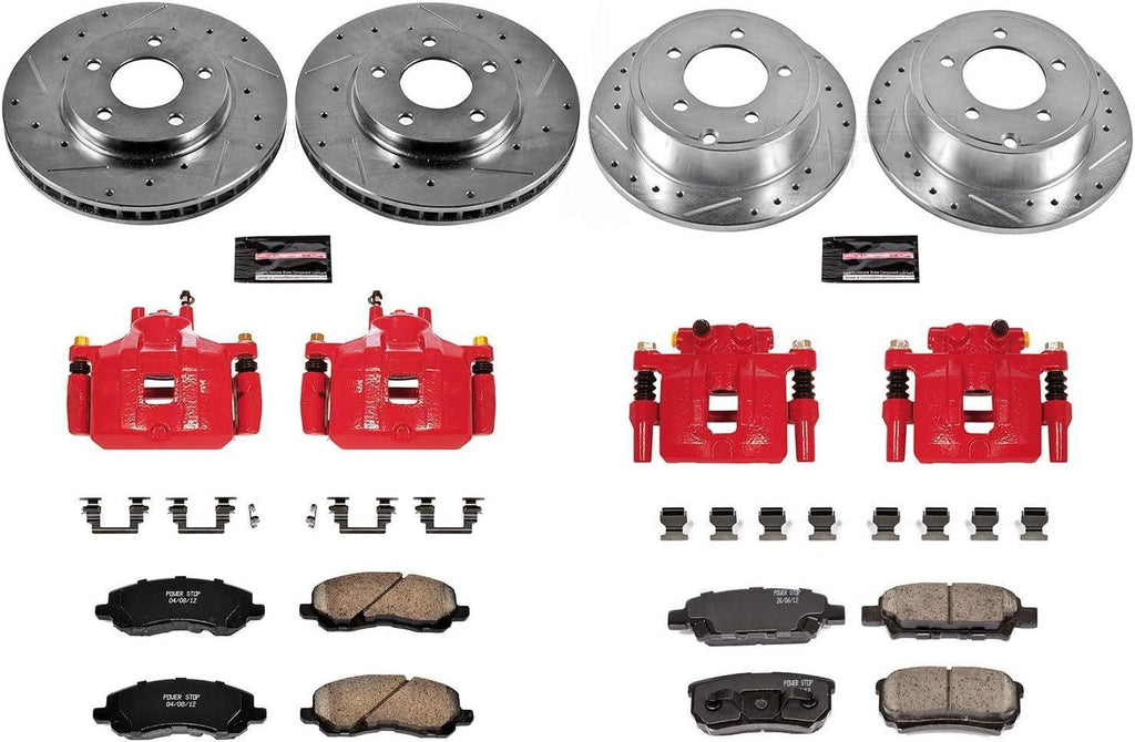 Power Stop KC4017A Z23 Evolution Sport Front & Rear Caliper Brake Kit- Brake Rotor, Carbon-Fiber Ceramic Brake Pads and Brake Caliper