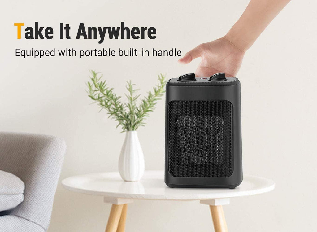 Space Heater, 1500W Electric Heaters Indoor Portable with Thermostat, PTC Fast Heating Ceramic Room Small Heater with Heating and Fan Modes for Bedroom, Office and Indoor Use