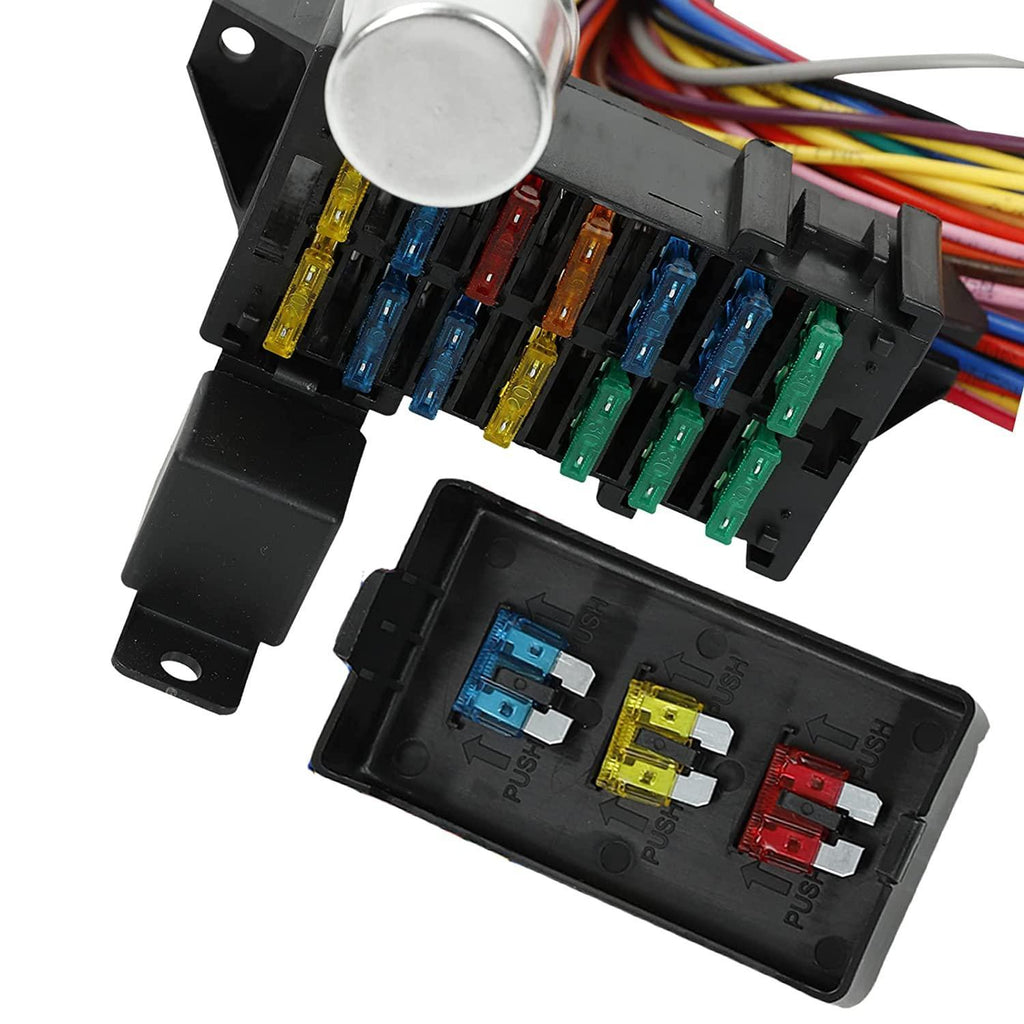 14 Fuse 12-14 Circuit Wiring Harness Racing GXL Copper Wire Street Rods Hot Rods Race Cars Universal